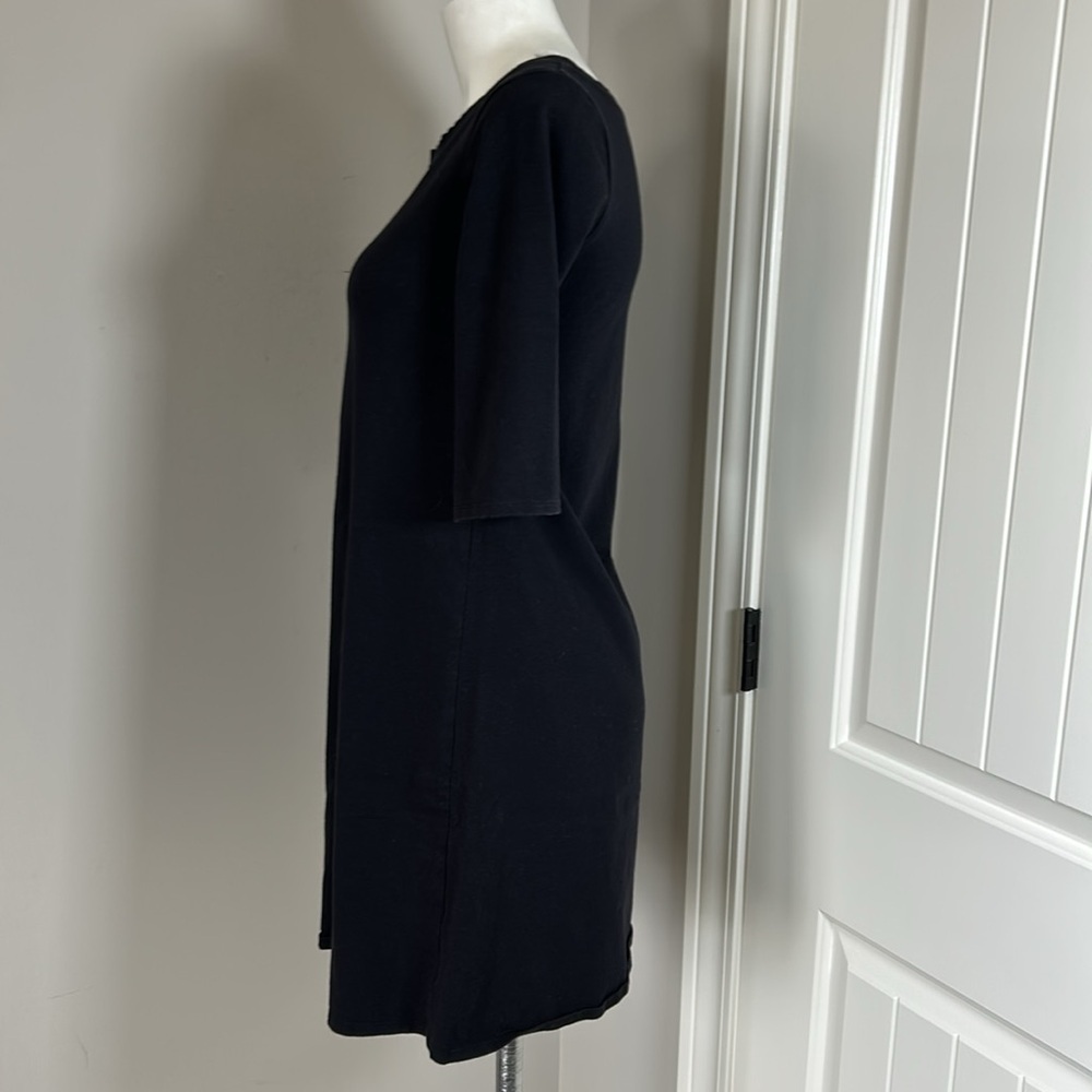 Eileen Fisher Tshirt Dress Black Organic Cotton Half Sleeve Stretch Sz PP - Picture 3 of 8